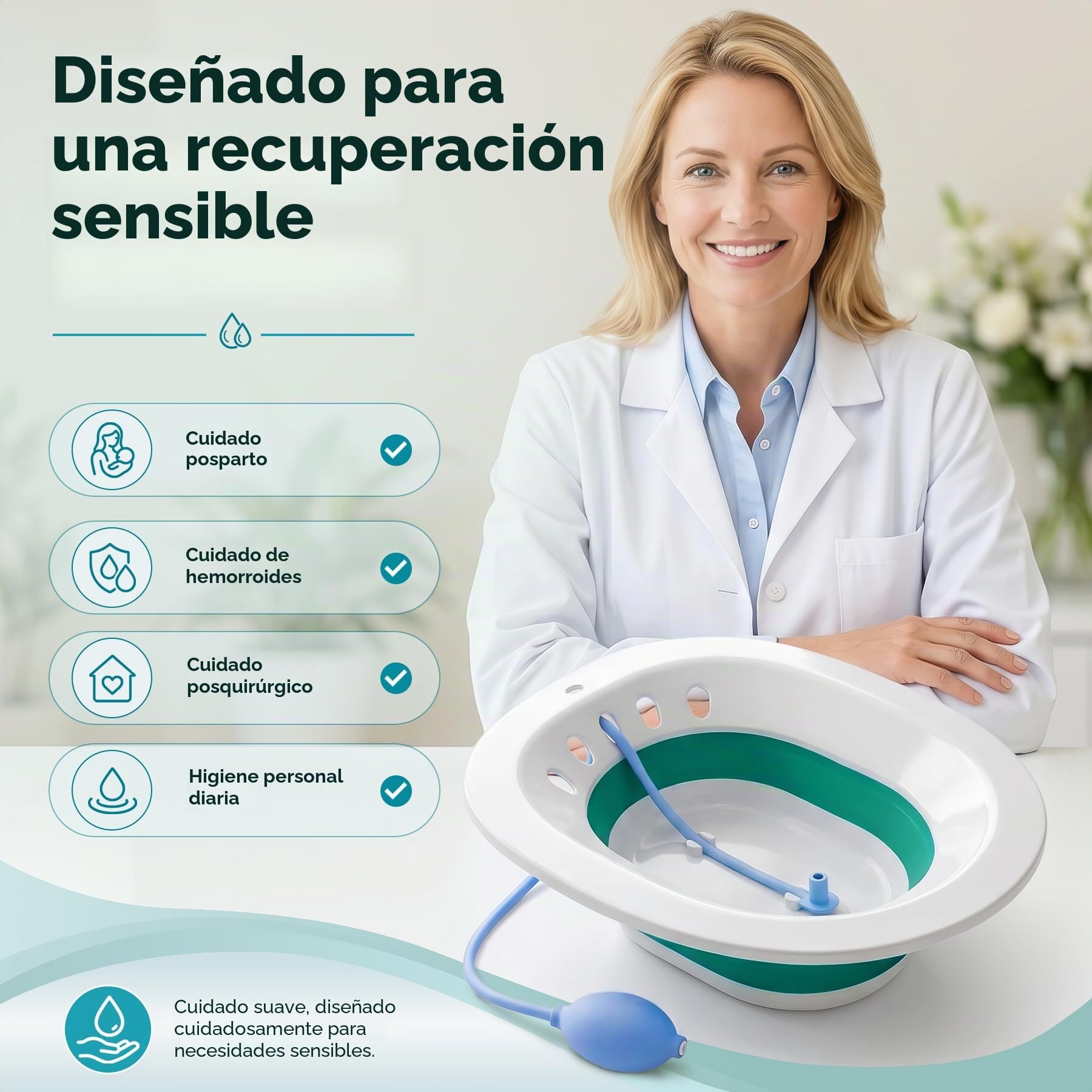 Bañera de asiento para hemorroides - Bañera de asiento para inodoro - Asiento de vapor Yoni - Baño plegable para cuidado posparto