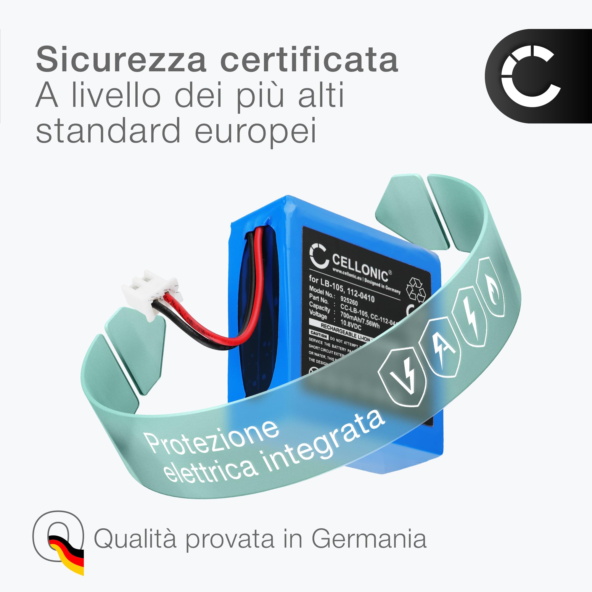subtel 2x Batteria compatibile con Safescan 135i, 155-S, LB-105 | 2x, (700mAh-10.8V-Ioni di Litio), Terminale di pagamento / POS Batteria per Safescan 135i, 155-S, 155i, 165i, LB-105, 185-S
