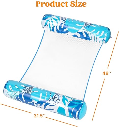 Miniatura 6 de Sloosh 2 paquetes de hamacas para adultos, 4 en 1, inflables, multiusos, flotadores inflables de PVC, hamaca de agua para descansar