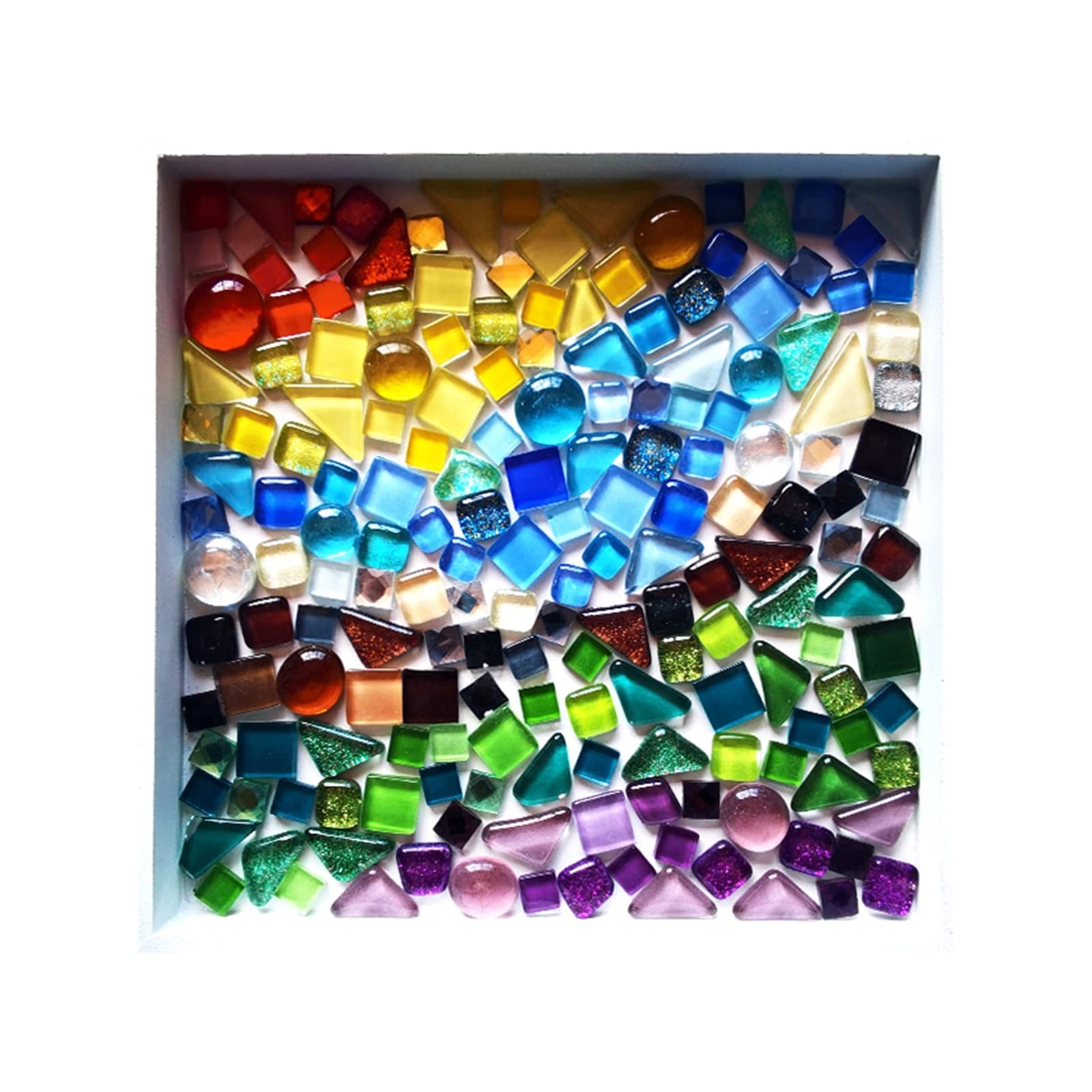 Piastrelle di mosaico, 250g/pack Crystal Glass Mosaic Tile Irregular Shape DIY Hobbies for Kids Glitter Shiny Mixed Mosaic Stone Handmade Art Materials(B)