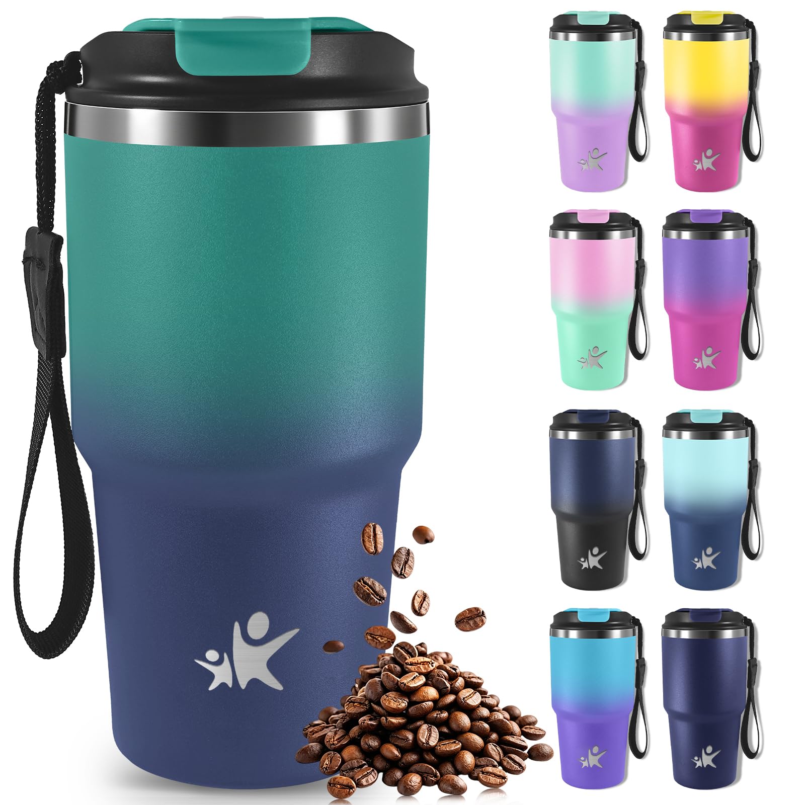 Mujigaga 20oz Travel Mug, Thermal Tumbler, Reusable Coffee Cups for Travel, Coffee Thermos, Portable Airtight, Travel Tumbler for Hot and Cold Coffee, Water and Tea