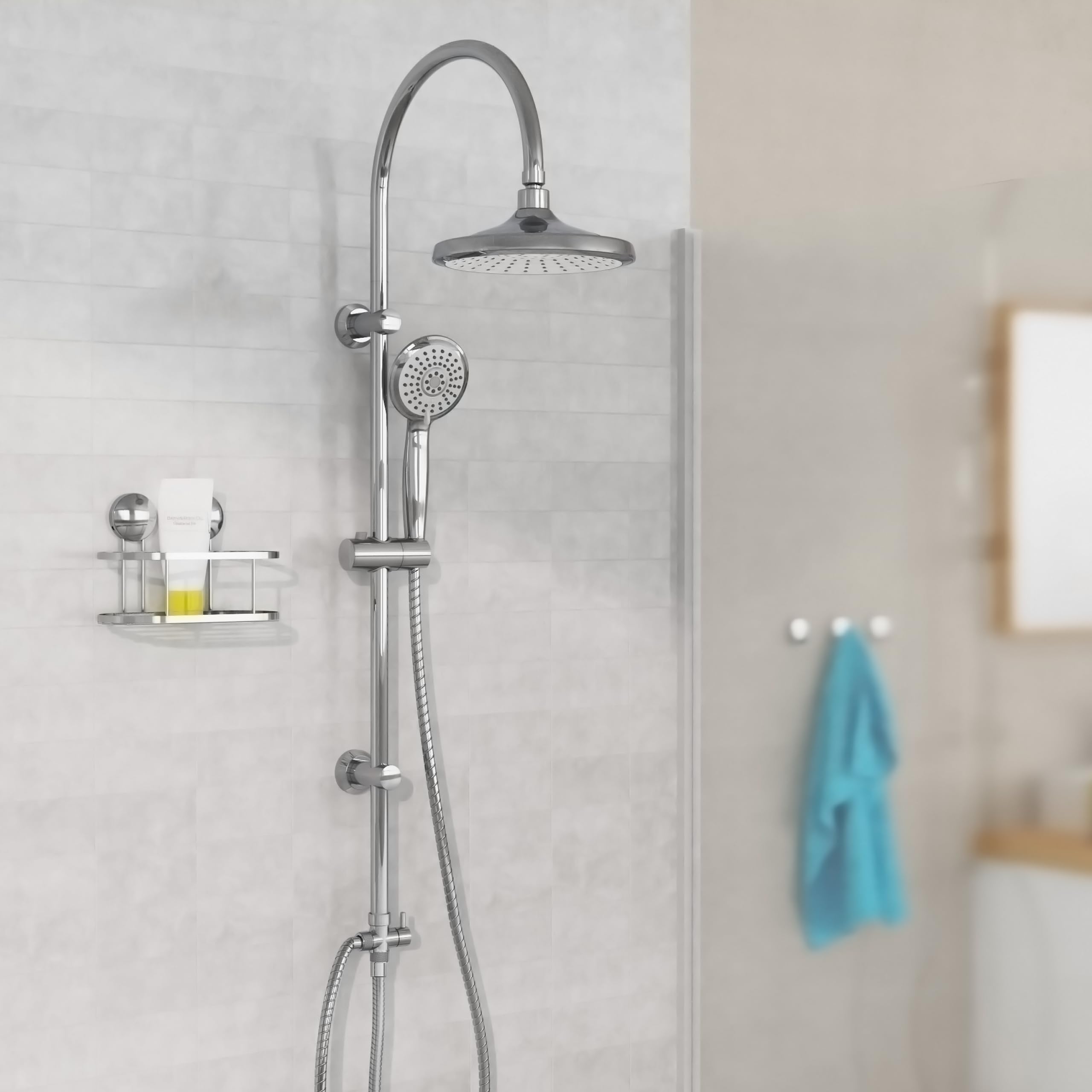 EISL PIOGGIA D'ESTATE DX1005CS-A, colonna doccia senza miscelatore, doccia con ampio getto a pioggia e doccetta, colonna doccia, ideale per il retrofit