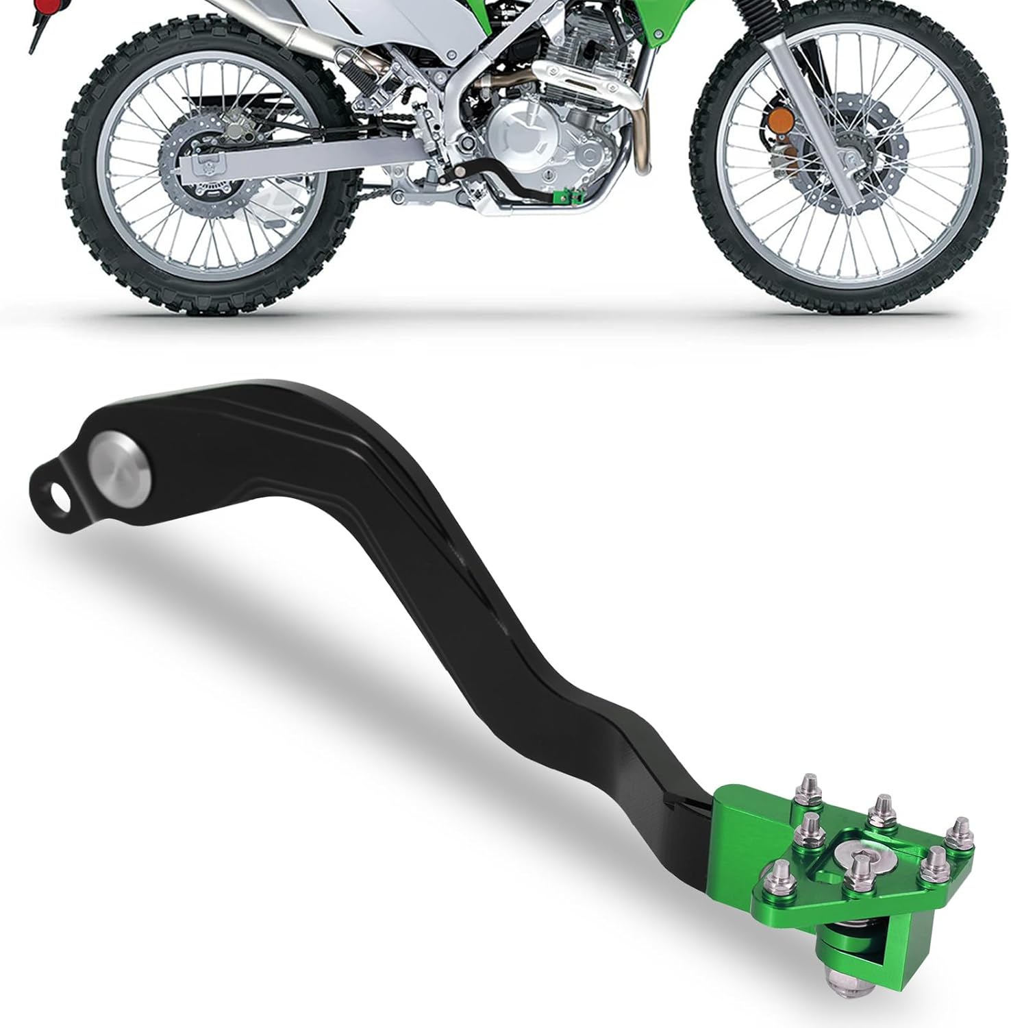 Rear Brake Pedal for KLX 230,CNC Aluminum Foldable Dirt Bike Foot Brake Lever for KLX230 21-25/KLX230R 21-25/KLX230SM 23-25/KLX230RS 21-24/KLX230S 22-23/KLX230S ABS 22-23-Green