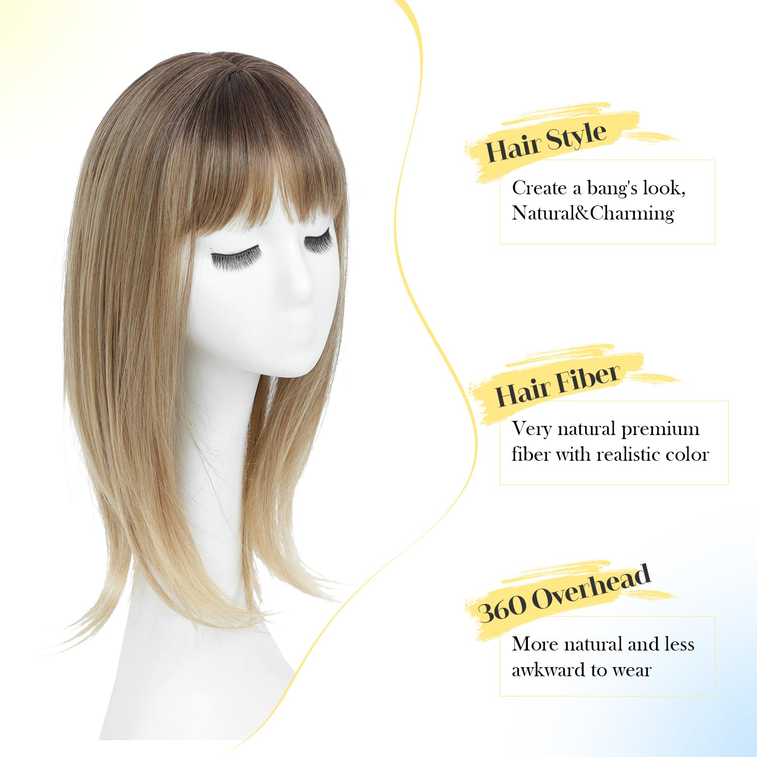 Amazon.com : PANEWAY Hair Topper With Bangs 18inch Toppers 