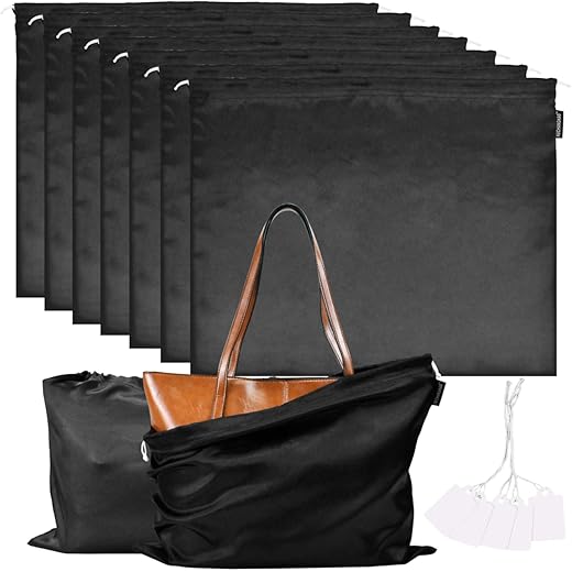 7-Pack Silk Dust Bags, Black, 19.6 15.7