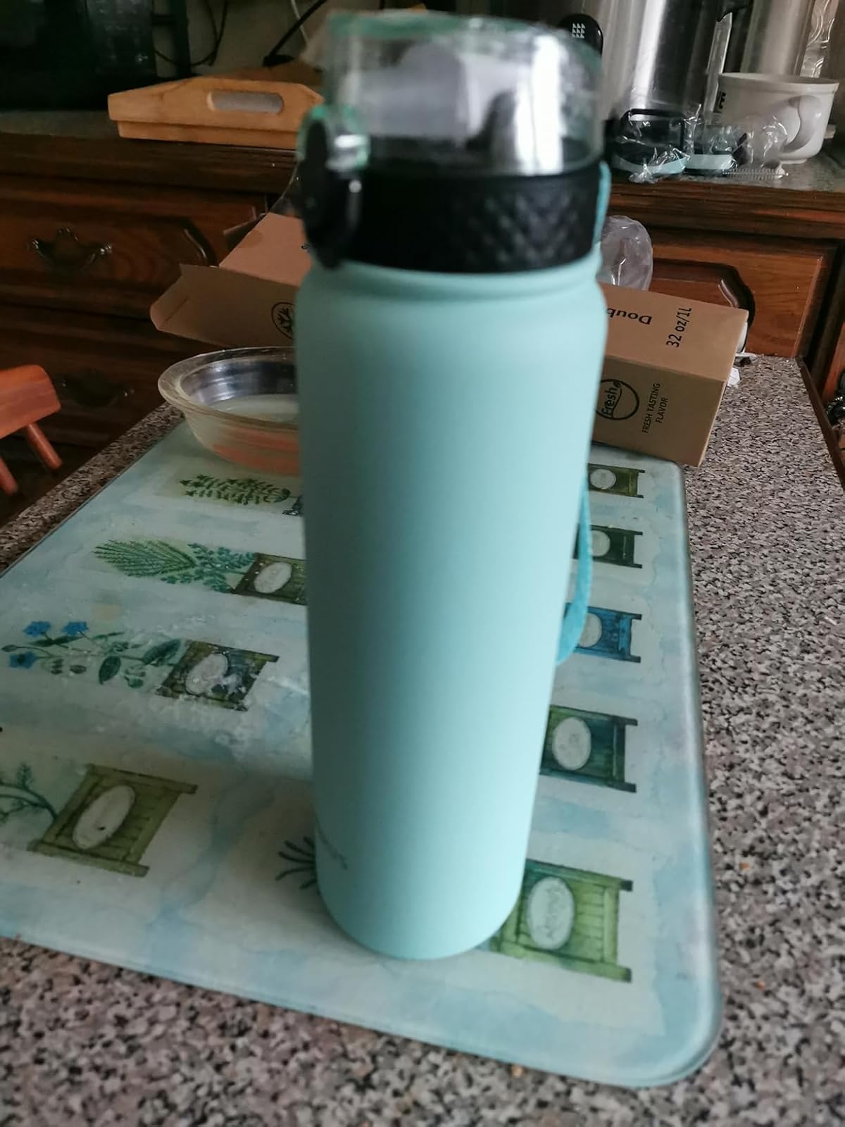 GOPPUS Thermos 1L/32oz con cannuccia, doppio strato in acciaio inox, a prova di perdite, per acqua e anidride carbonica, senza BPA