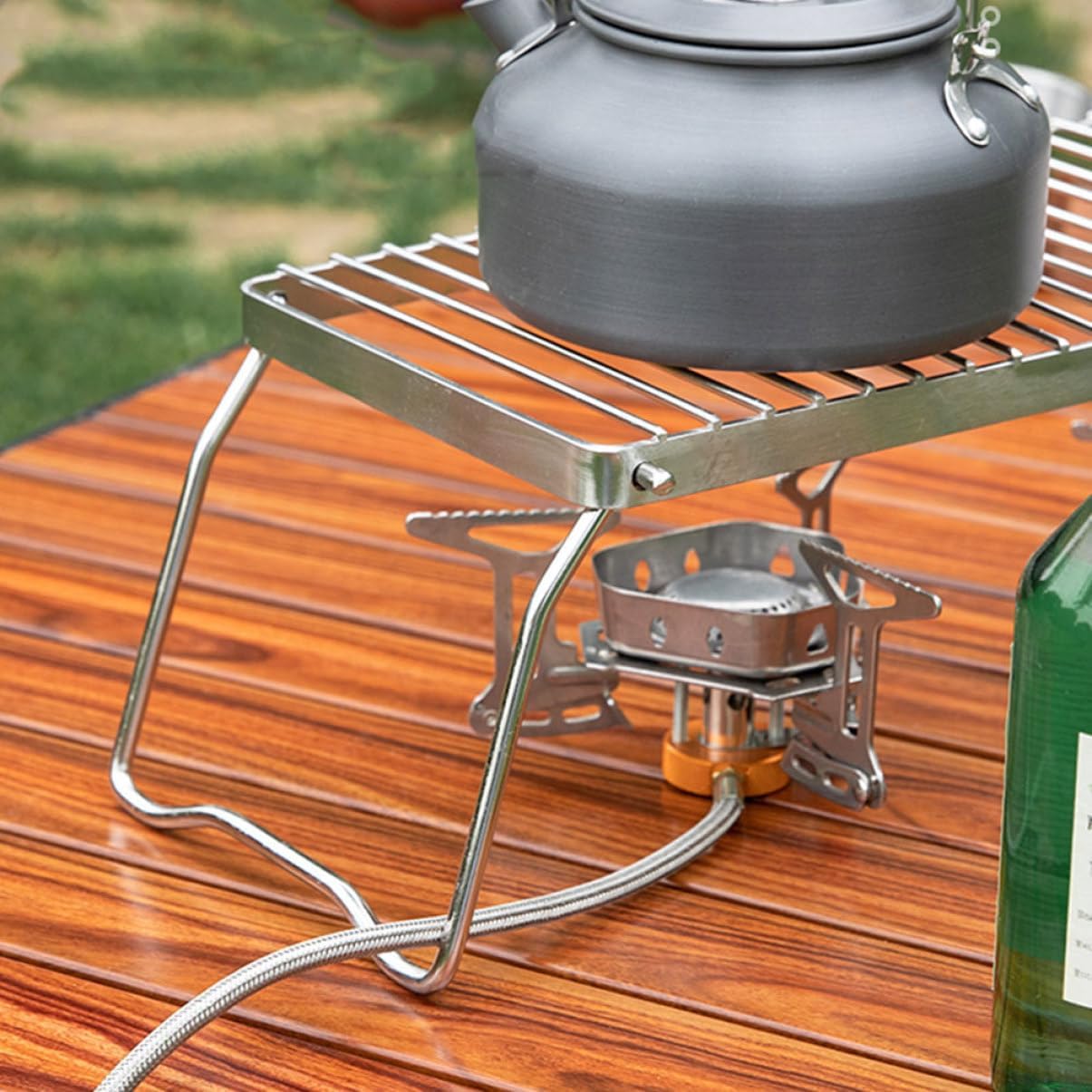 Stainless Steel Burner Bracket Compact Folding Barbecue Rack for Camping Flat Grill Accessory