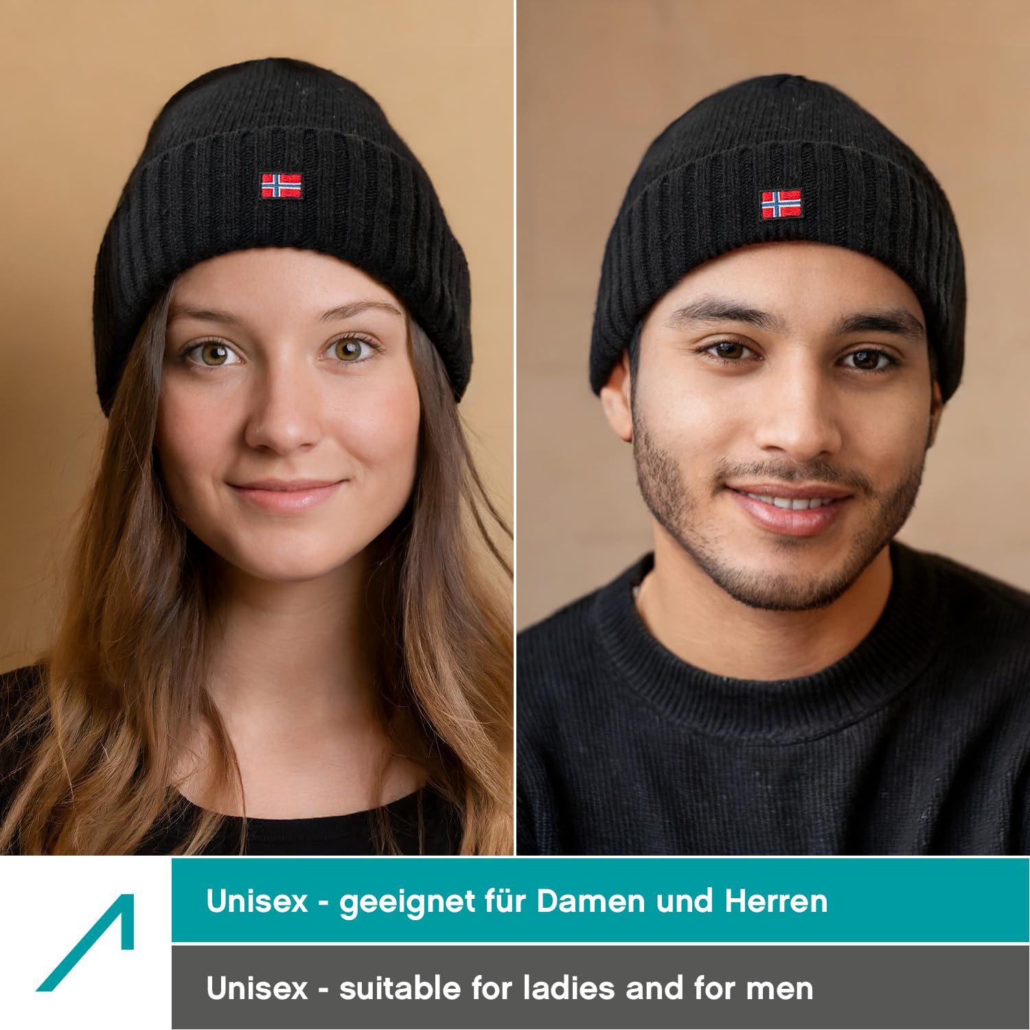 ACE Norway Cappello invernale - Berretto in lana di pecora lavorato a maglia per adulti - Berretto in lana per uomo e donna