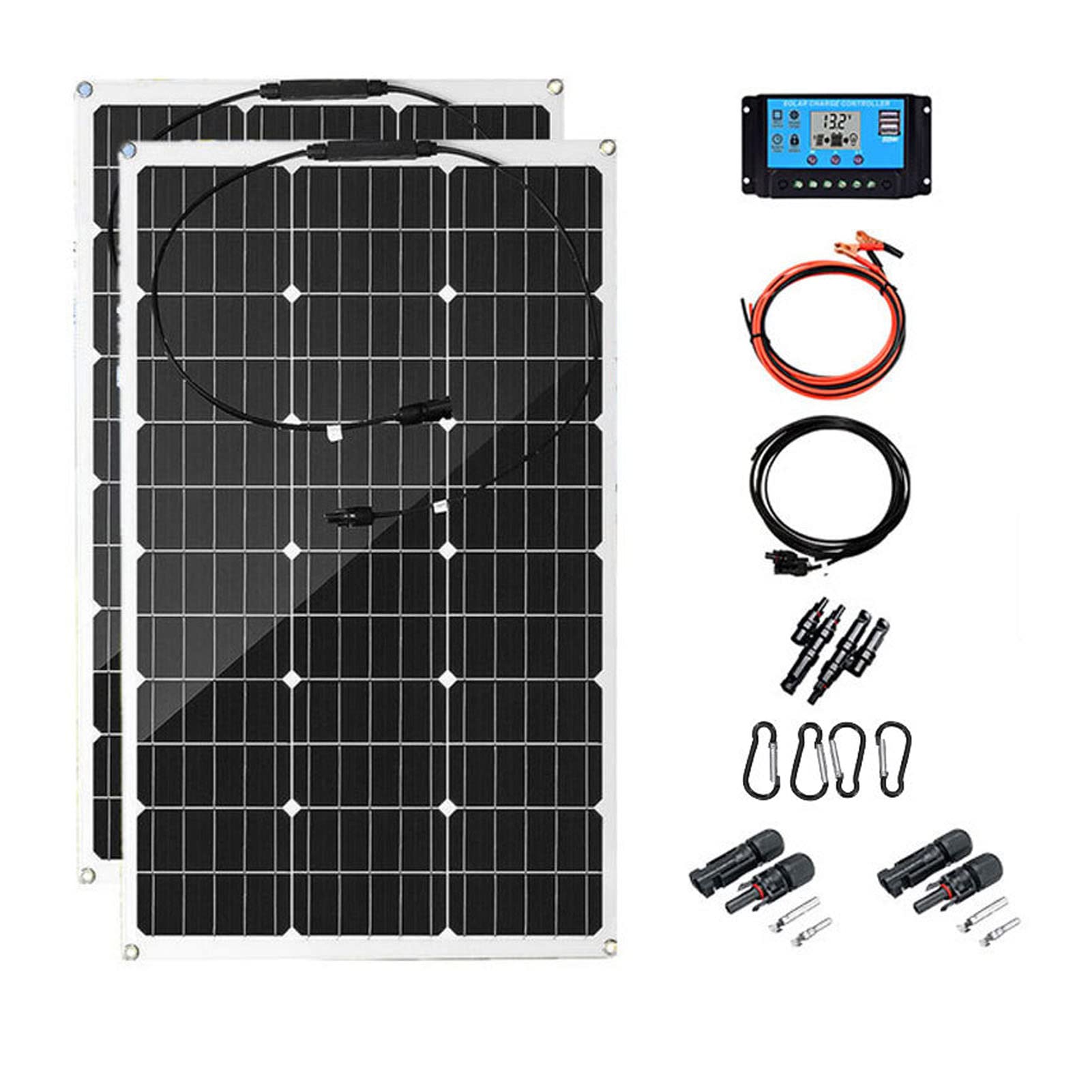 Set di pannelli solari flessibili da 80 W, in silicio monocristallino, con regolatore di carica PWM da 40 A, per , barca, casa, fattoria