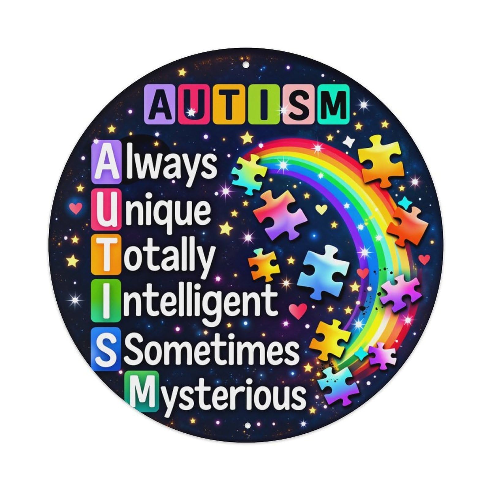 Autism Always Unique Totally Intelligent Sometimes Mysterious Metal Tin Sign Vintage Garden Bedroom Cafe Bar Man Cave Home Wall Decor Metal Poster 8x8 inches