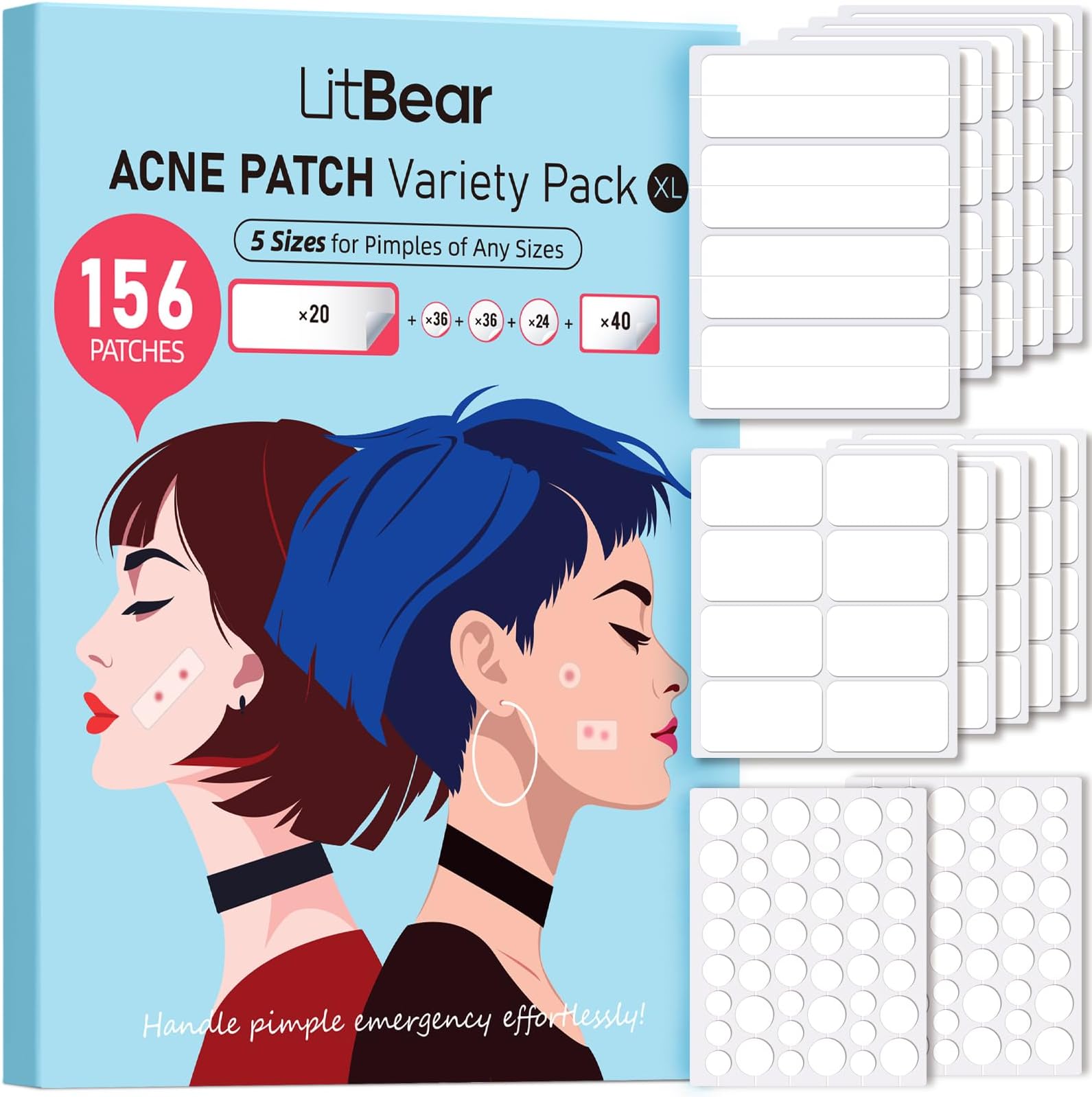 Large Pimple Patches, Acne Patches for Face, Chin, Back or Body, Hydrocolloid Patches Suitable for All Skin Types