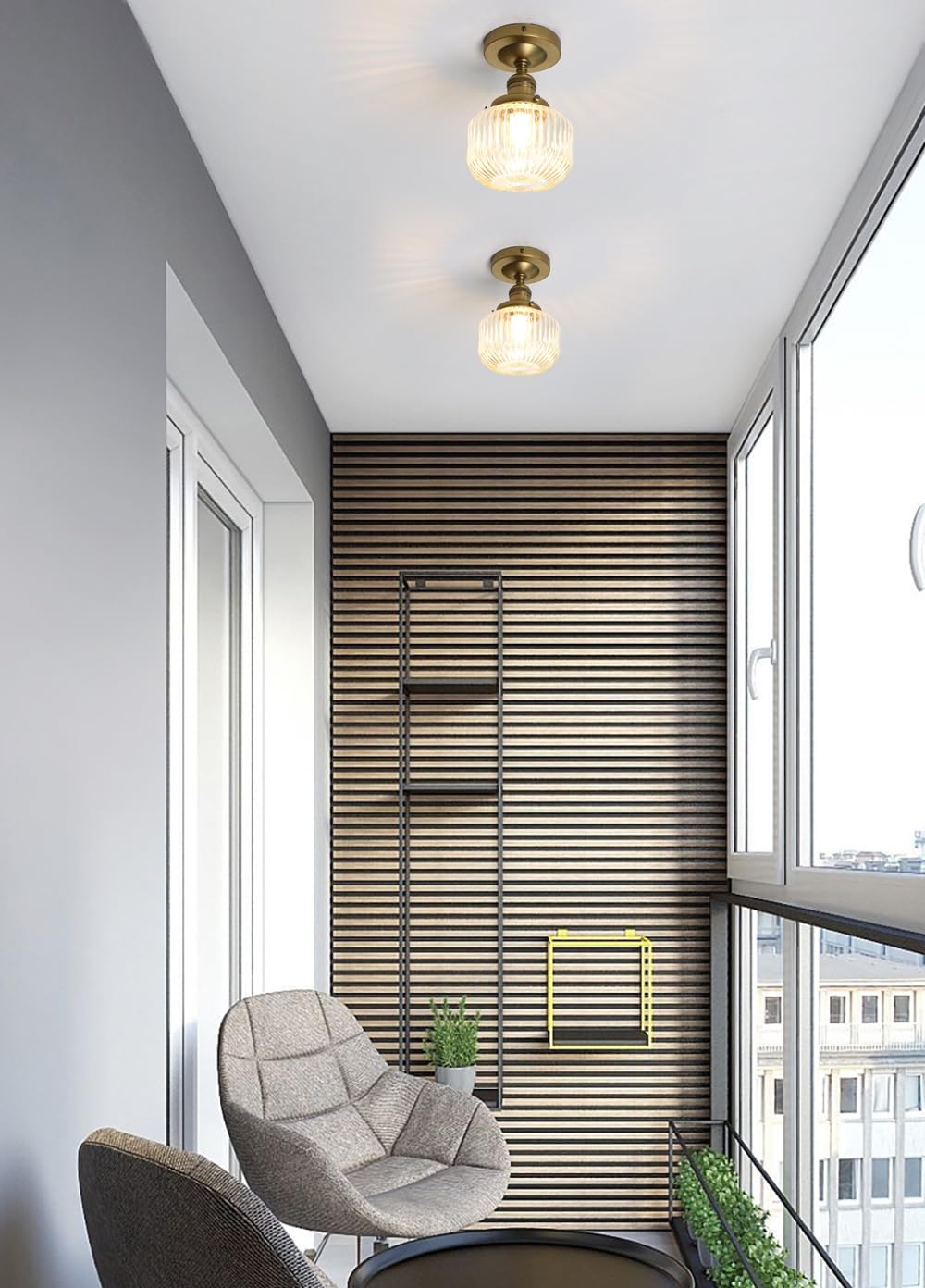 Phansthy Vintage Deckenleuchte Modernes gestreiftem Klarglas Hängeleuchte Pendelleuchten E27 für Loft,Flur Schlafzimmer Wohnzimmer Küche Badezimmer Gästezimmer etc (Antike Farbe)