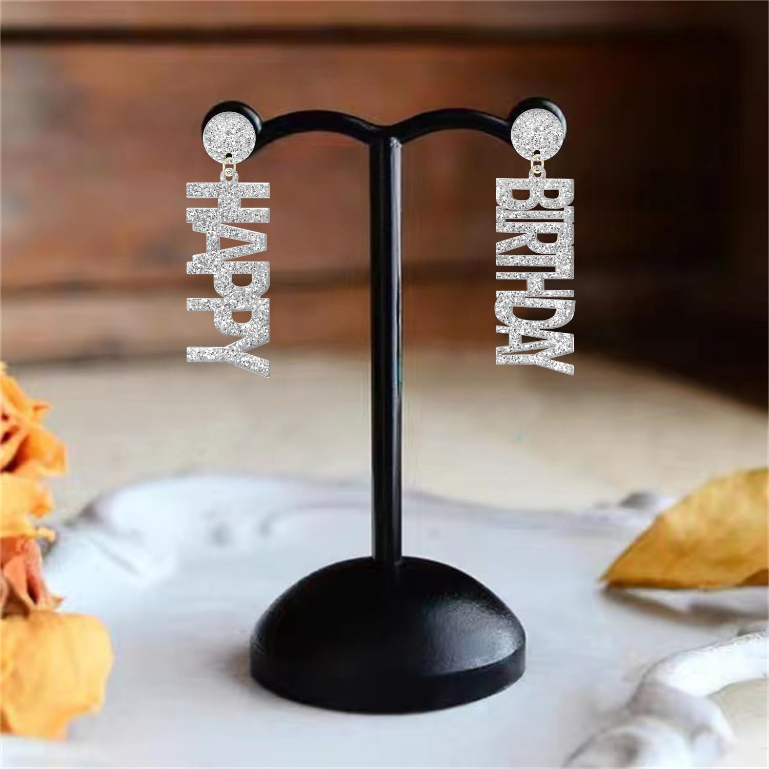 Sparkly Sequin Acrylic Birthday Cake Dangle Drop Earrings Happy Birthday Letter Earrings For Women - Image 6