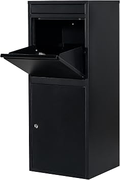 Extra Large Parcel Box Outdoor Parcel Delivery Box Parcel Drop Box Metal Post Box for Internet Deliveries,Wall Mountable Weatherproof Sturdy Mailbox Home Porch - Atahome Cappadocia Black