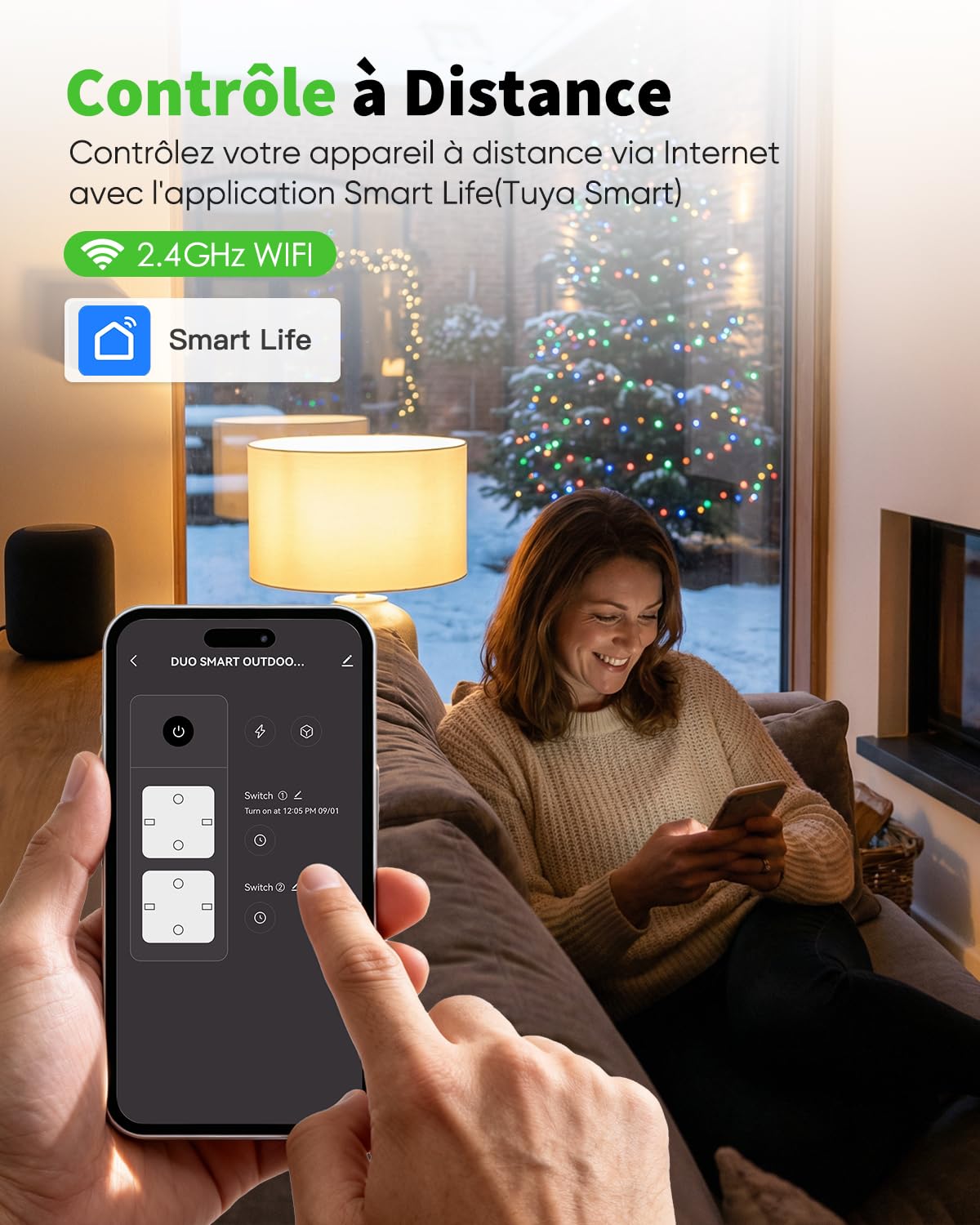 GreenSun Presa collegata Alexa per esterni, 16 A, tipo F, presa WiFi programmabile Smart Life APP, controllo vocale compatibile con Alexa e Google Home, contatore di energia, timer 16 A, 3840 W, IP44