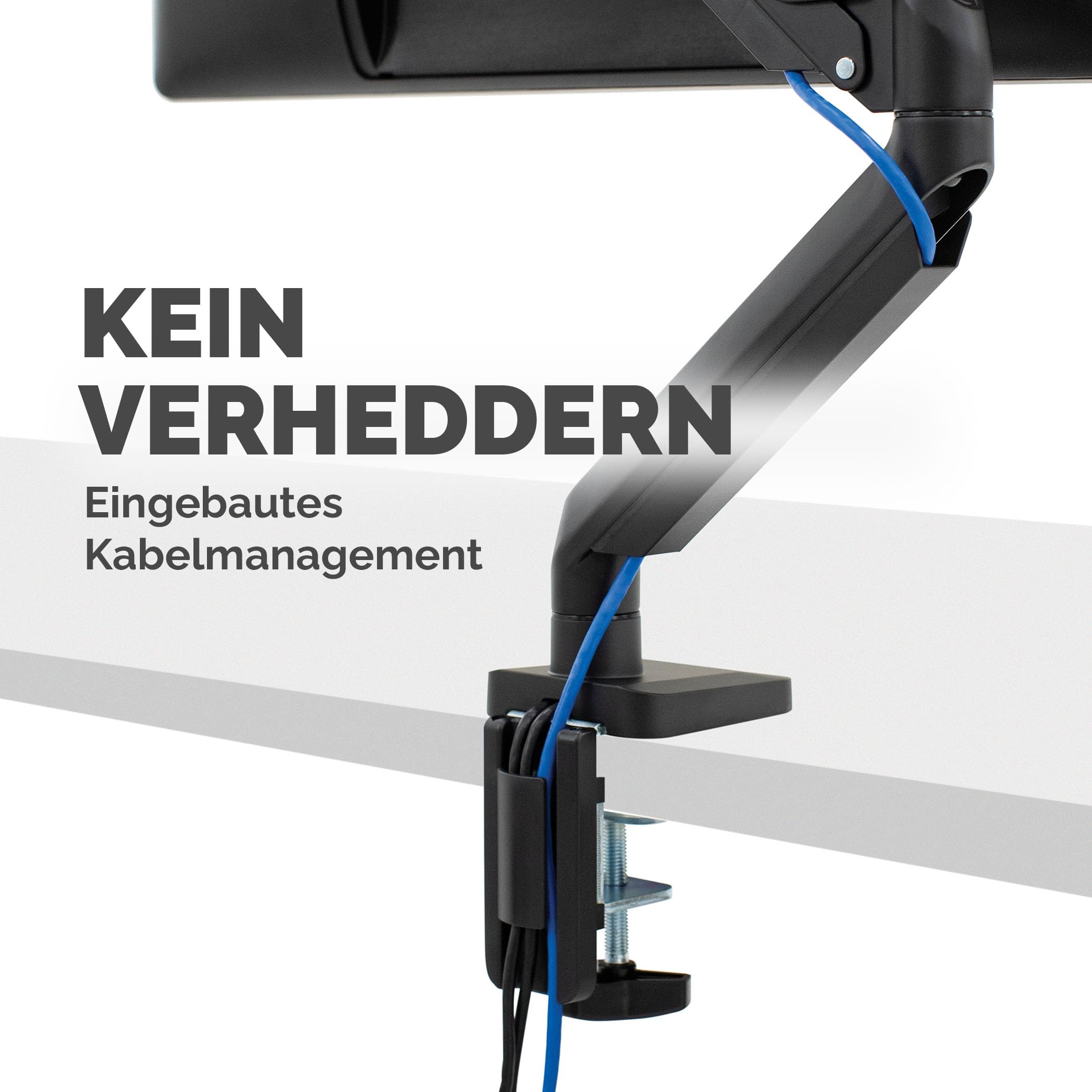 Fellowes Monitor Halterung für 1 Bildschirm bis 32 Zoll (81,28 cm) - Platinum Series Monitor Arm mit Gasfeder, USB Ports - Befestigung mit Klemme oder Kabeldurchlass - schwarz