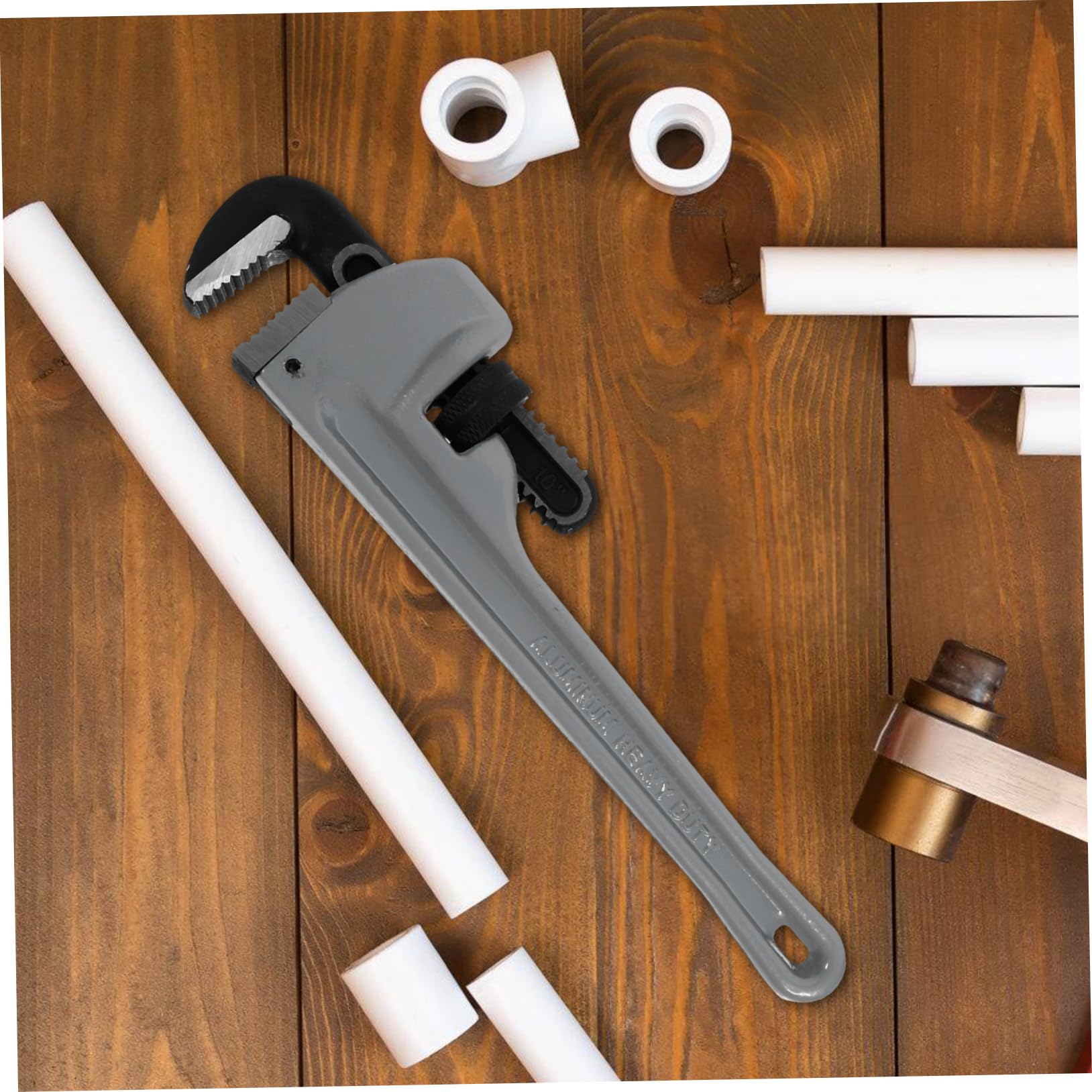 Llave de Plomero de 10 Pulgadas, Llave para Tuberías de Aleación de Aluminio y Acero Cromo-vanadio, Uso en Instalación y Mantenimiento