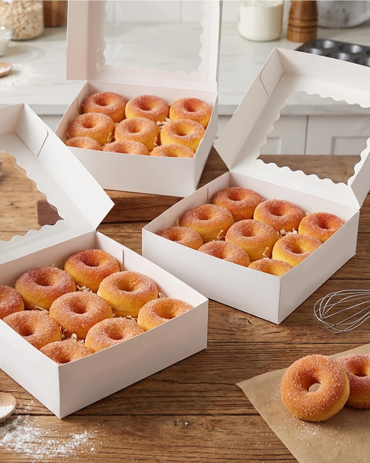 Gcardist Scatole per pasticceria auto-pop up, 50 pezzi, scatole bianche per ciambelle con finestra, 20,32 x 20,32 x 6,35 cm, scatole da forno (20,32 x 20,32 x 6,35 cm)