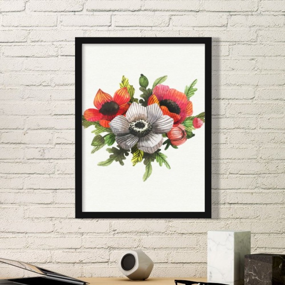 Cadre photo pavot en bois noir : le cadeau déco idéal