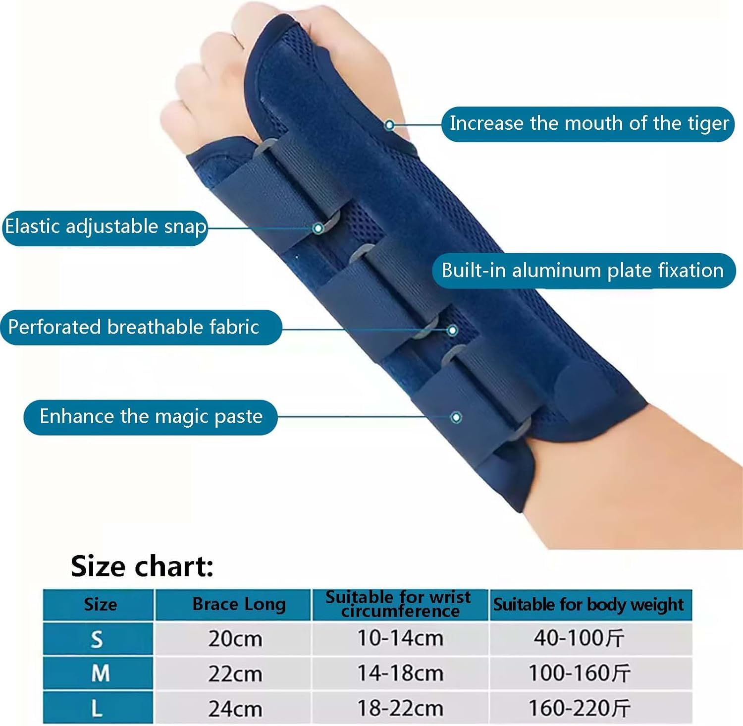 Férula De Muñeca para El Síndrome del Túnel Carpiano, Soporte De Muñeca Ajustable con Férulas De Aleación De Aluminio, para Soporte De Manos Y Muñecas Y Alivio del, Left Hand, L
