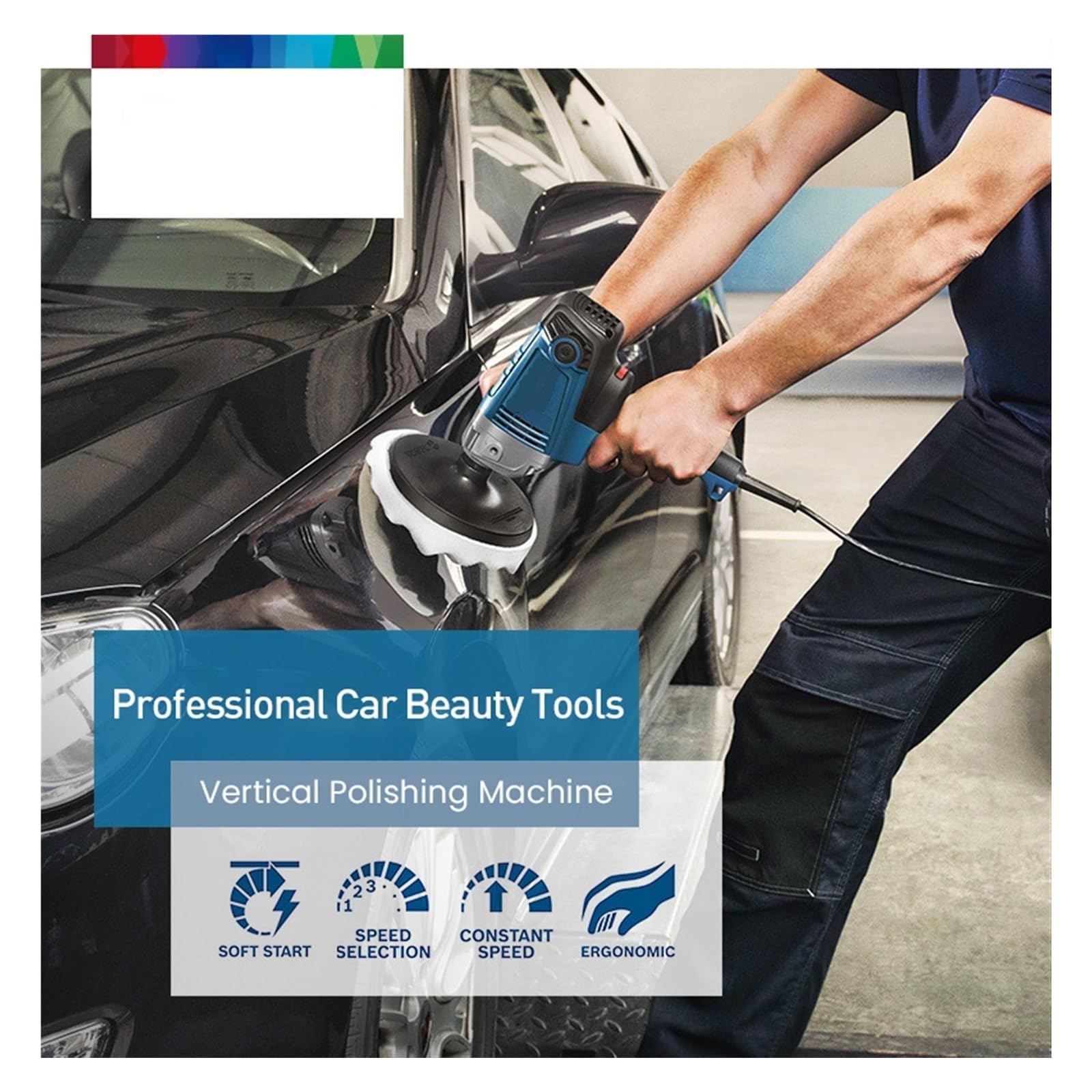 950W 6-biegowa, regulowana dwuwałowa pionowa maszyna do polerowania Car Beauty Tool Polerowanie woskiem DziałA PłYnnie