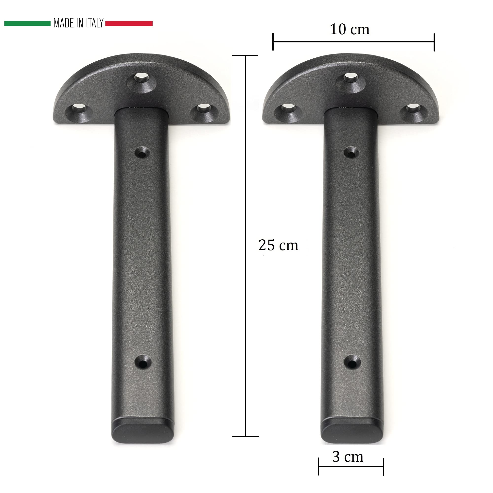 MAD Staffe per Mensole Nere, Supporti a Muro in Acciaio Resistente, Reggimensole con Viti e Tasselli di Fissaggio (25 cm, Nero)