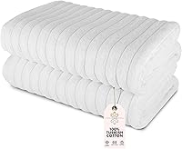 Vista 16 de Classic Turkish Towels - Juego de 6 toallas de lujo de la colección Brampton acanaladas de 100% algodón turco, de secado rápido, suaves y Platino