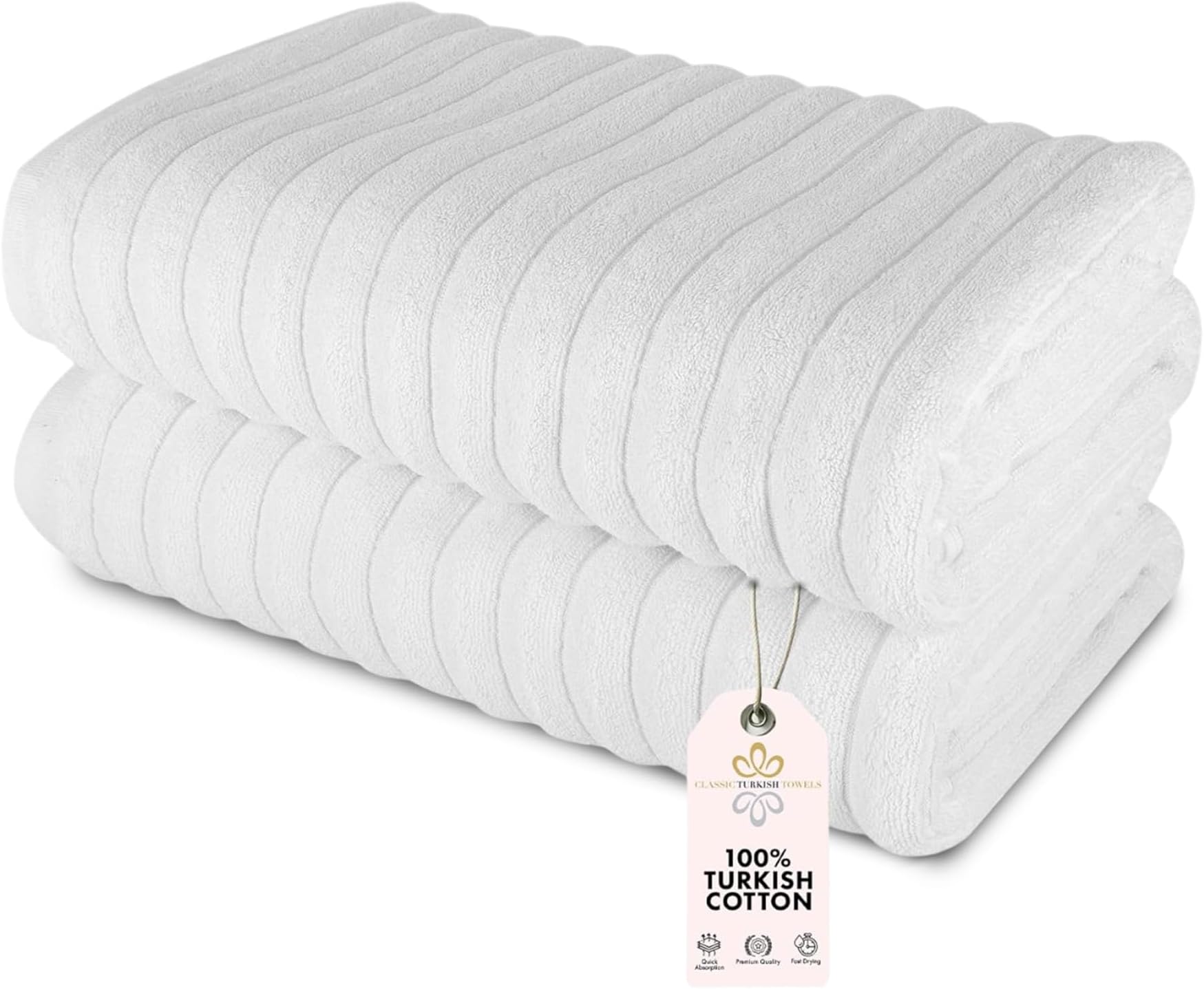 - CTT - Premium 2 Piece Jumbo Bath Sheets, 100% Turkish Cotton, Absorbent & Ultra Comfy Bath Towel Sheets for Hotels & Spa | 40"x65" (White)