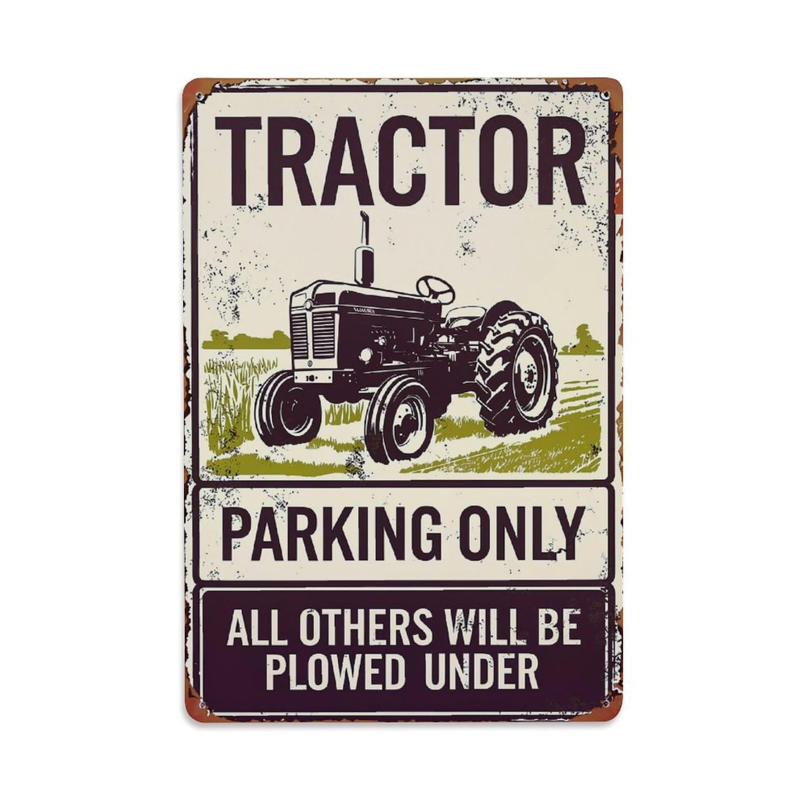 Jdfenggu Vintage Tractor Parking Only Sign Pattern- Retro Metal Tin Sign, Decor Art Poster For Bar, Home, Man Cave, Kitchen, Laundry Room Gift 8X12inch