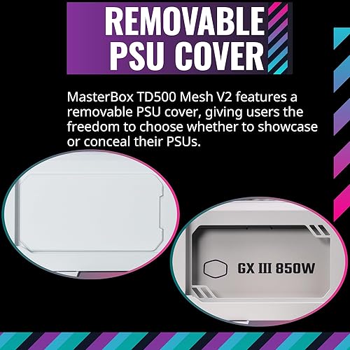 Miniatura 8 de Cooler Master TD500 Mesh V2 - Carcasa blanca de media torre, malla poligonal, 3 ventiladores ARGB de 4.724 in, USB Gen 2 tipo C