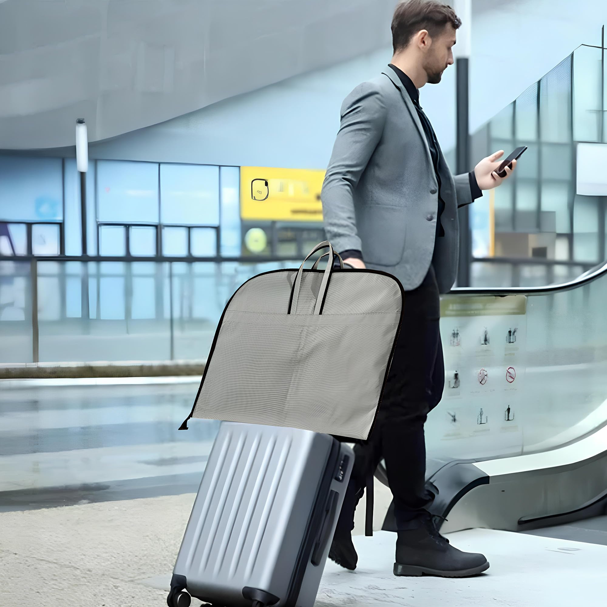 Kuber Industries Paquete de 6 fundas para blazer | Fundas de traje con cremallera para mujeres y hombres | Bolsa de abrigo a prueba de polvo para ropa, chaqueta | Funda plegable lisa | Gris