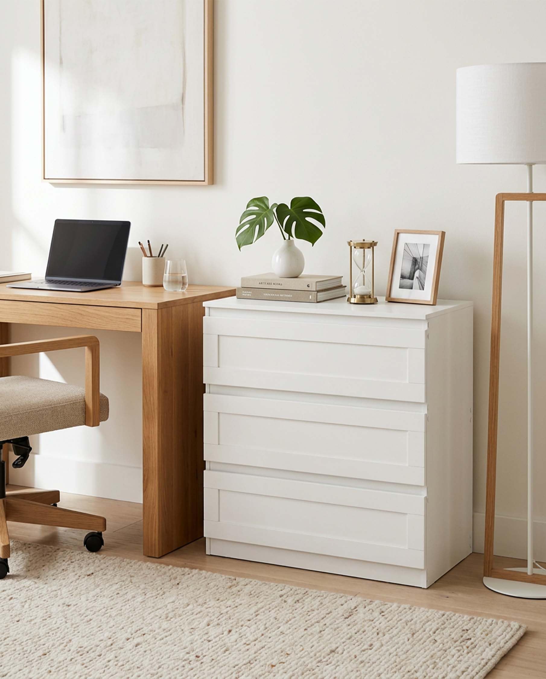 Cajonera Blanca Cómoda Dormitorio 3 Cajones 70 cm Ancho