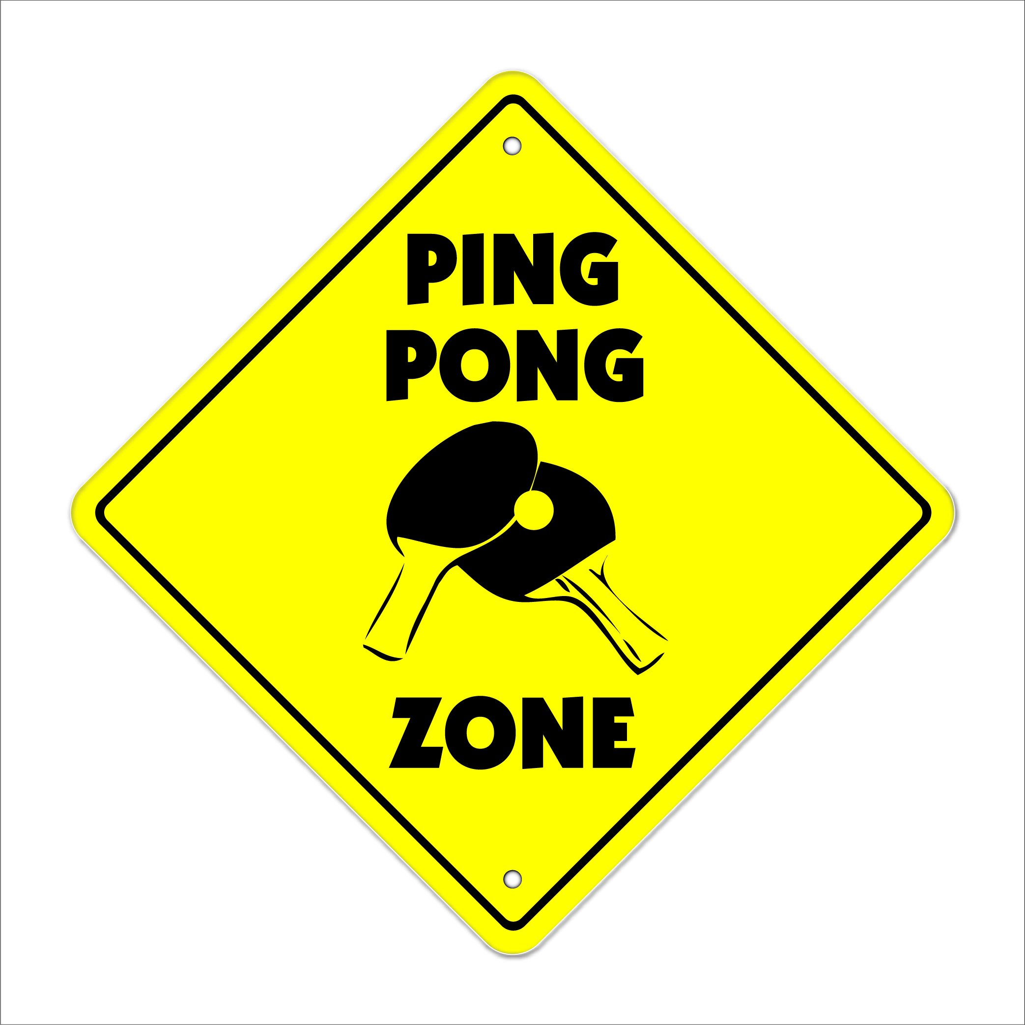 Pingpong-m Crossing Sign Zone Xing | Indoor/Outdoor | 14" Tall Table Tennis Ball Paddle Play Player Recreation Room rec