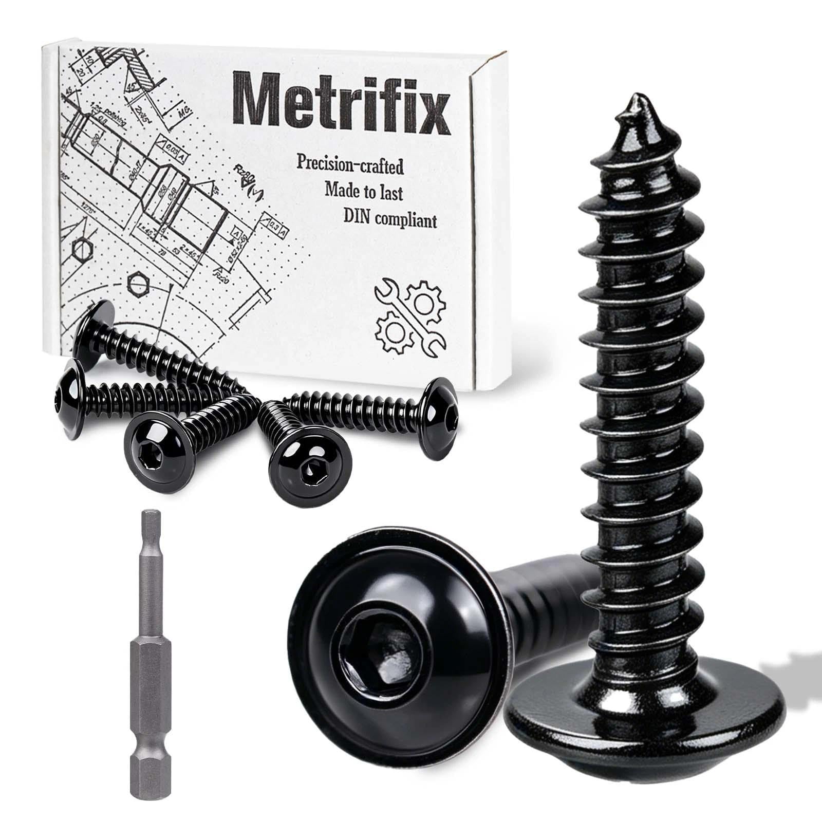 Metrifix 70 Pcs Pan Head Self Tapping Screws M4x35mm Hex Socket Washer
