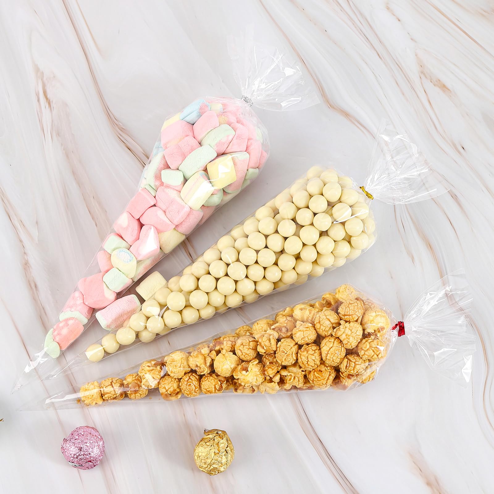 Whaline Lot De 100 Sacs Coniques Transparents Pour Popcorn