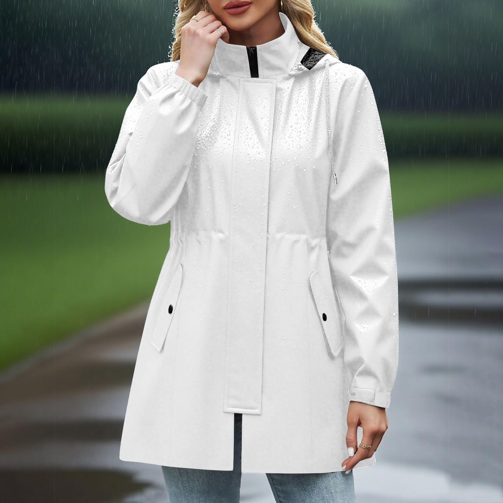 Giacca Antipioggia Traspirante Da Donna, Softshell, Impermeabile Semplice, Ripiegabile Con Cappuccio, A, Per Primavera E Piumino Softshell Donna Invernale Antivento Corsa Transparent