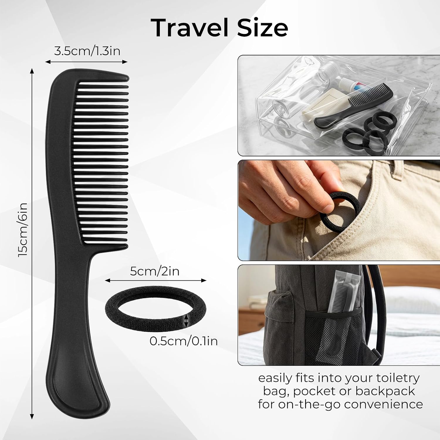 100pcs Bulk Hair Combs&300pcs Hair Ties Set, No Damage Thick Hair Elastics