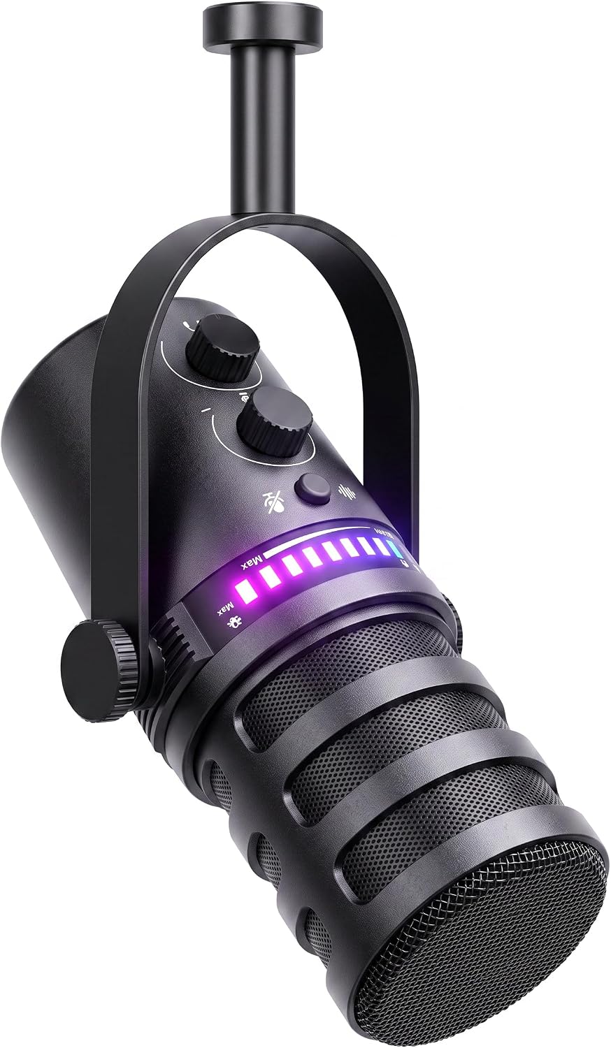 Streaming Microphone for Discord, RGB Mic for PC | Supercardioid pickup, noise cancellation, one-tap mute, gain control, 3.5mm jack, podcast, smartphone compatible