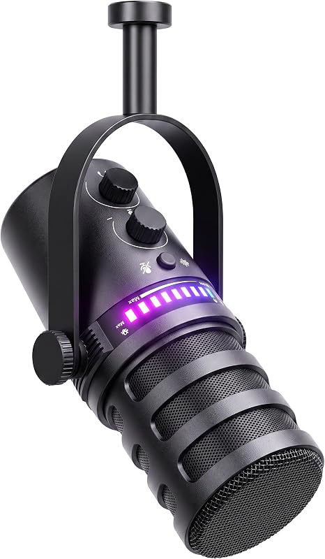 Micrófono de transmisión para Discord, micrófono RGB para PC | Pastilla supercardioide, cancelación de ruido, silencio con un toque, control de ganancia, conector de 3,5 mm, podcast, compatible con teléfonos inteligentes