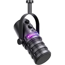 Streaming Microphone for Discord, RGB Mic for PC | Supercardioid pickup, noise cancellation, one-tap mute, gain control, 3.5mm jack, podcast, smartphone compatible