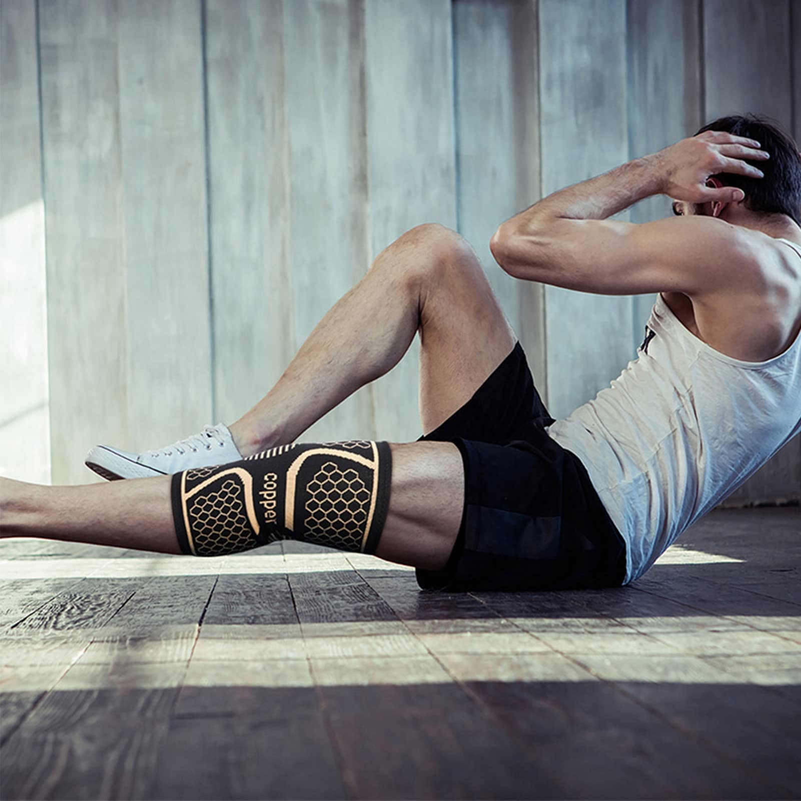 Knee Sleeve, Breathable Skin Friendly Nylon Knee Brace Knee Support for Running Hiking,1 Pair (L)