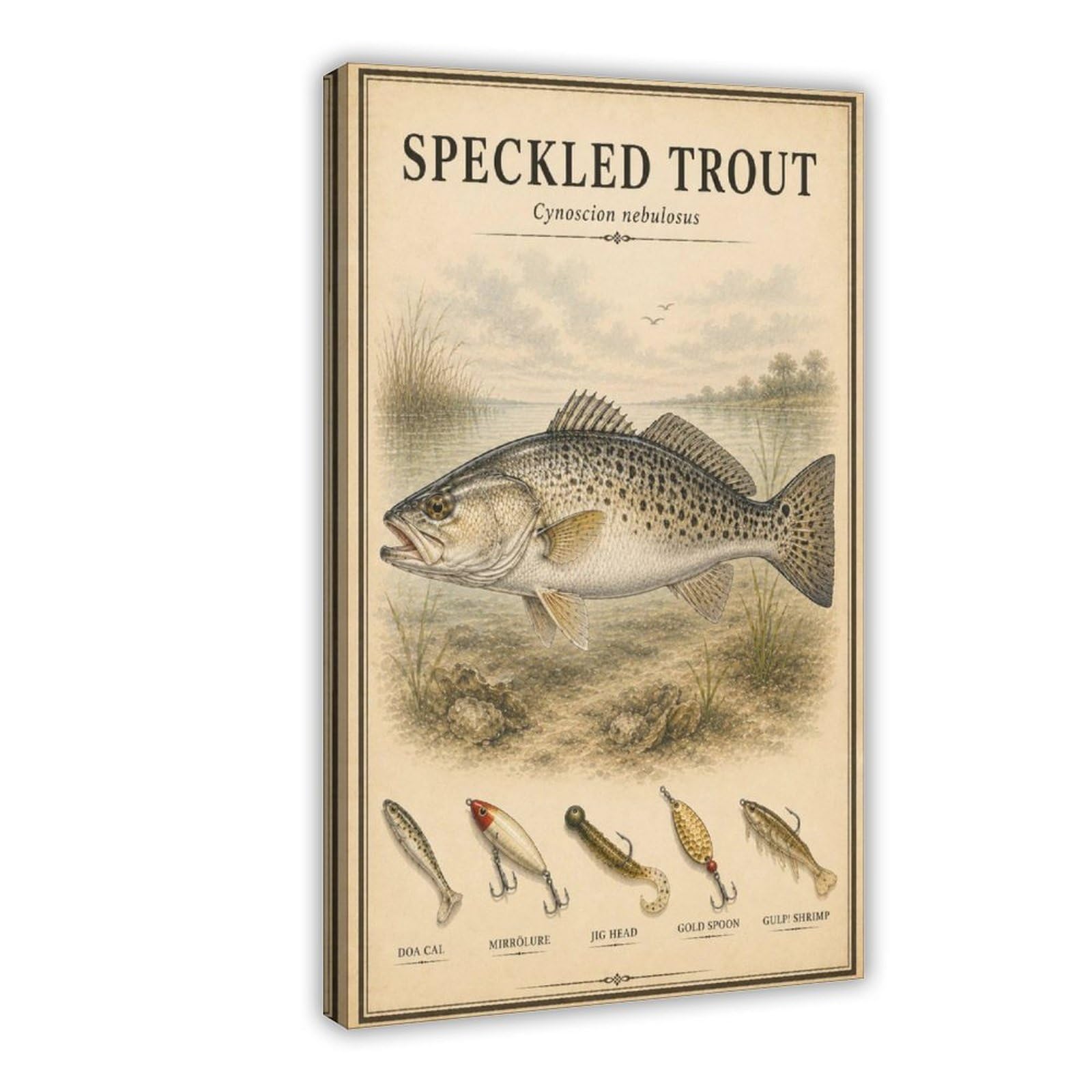 WRTYVE Poster su tela con pesca alla trota maculata per dormitorio, decorazione regalo