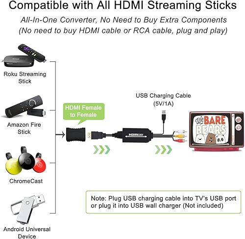 Miniatura 3 de Cable HDMI a RCA, cable adaptador de convertidor HDMI a RCA, 1080P HDMI a AV 3RCA CVBs compuesto de audio de video compatible con Amazon Fire Stick,