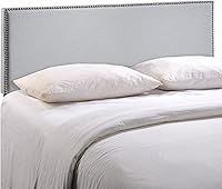 Vista 11 de Modway Region - Cabecero tapizado de tela de lino con ribete de cabeza de clavo, Madera