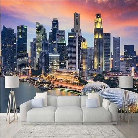 Amazon Djskhf 3dカスタム壁画都市テーマスタイル壁紙バストリン川都市夜の写真壁紙リビングルーム壁画家の装飾 360x250cm 壁紙
