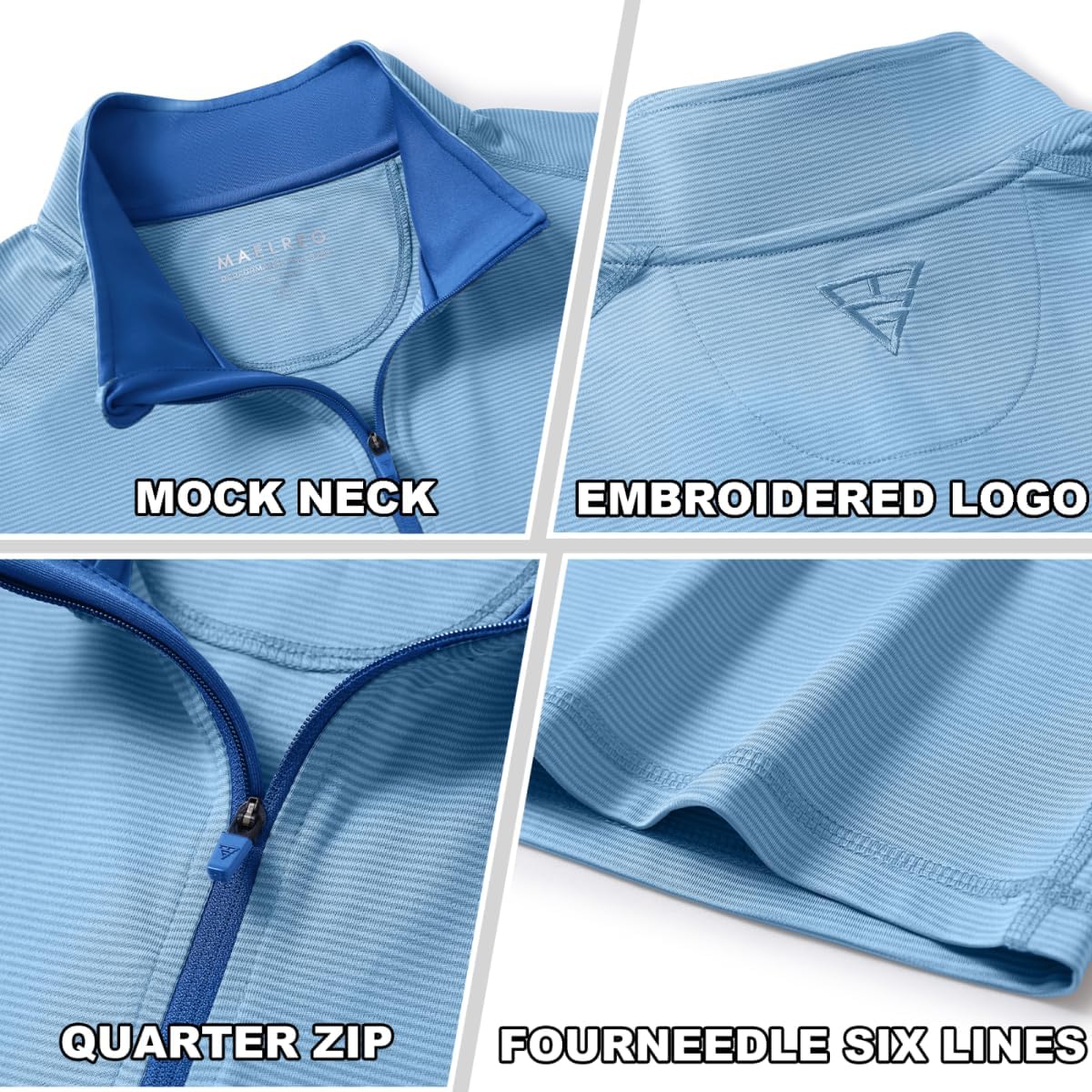 Quarter Zip Pullover Men Performance Dry Fit Stripe Mock Neck Midlayer Golf 1/4 Zip Pullover Mens Sweatshirt - Image 4