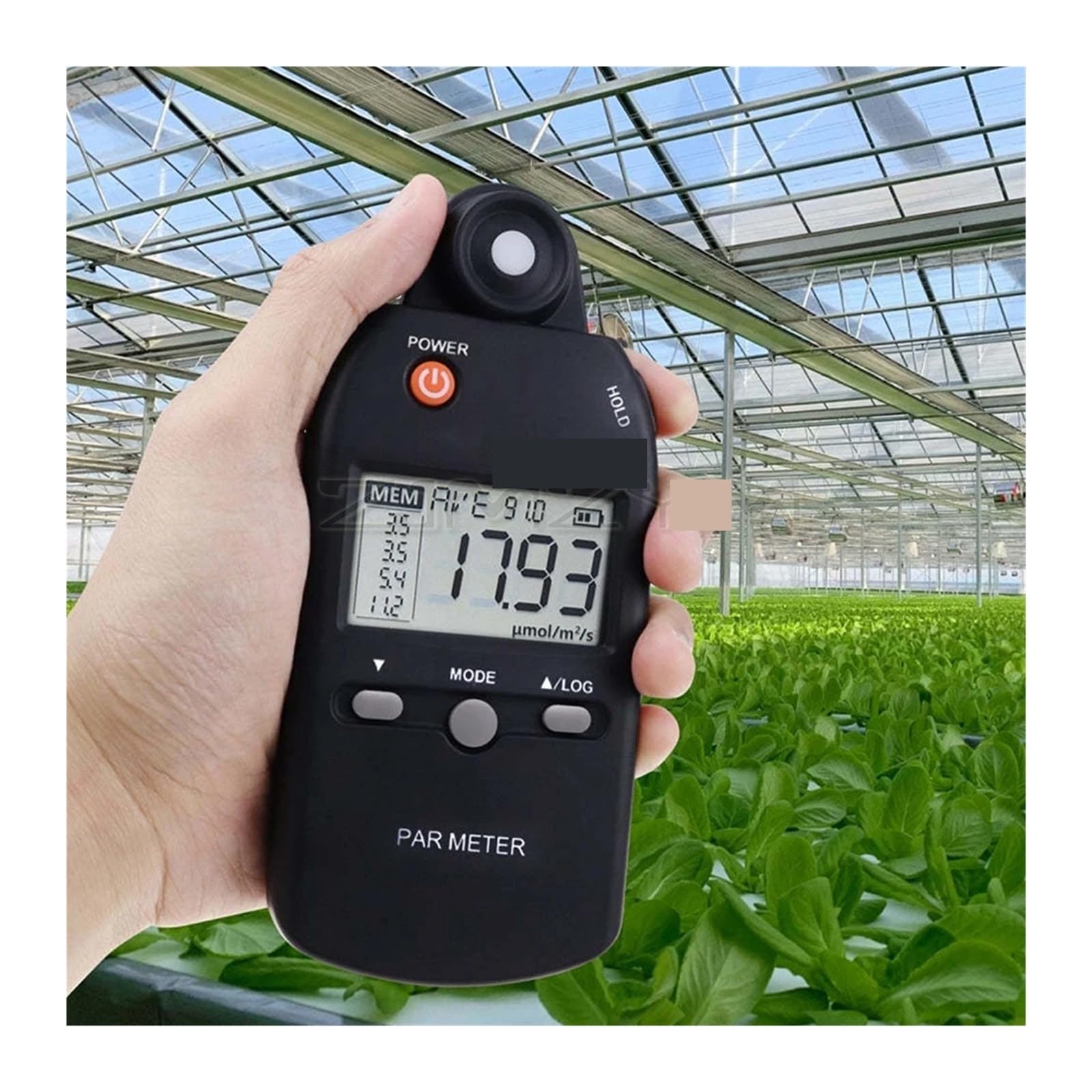 Medidor de luz Digital, Medidor De Luz Mano Sensor PAR Medida Intensidad Crecimiento Lux PPFD Probador para Plantas Interior Y Exterior,fácil de Llevar