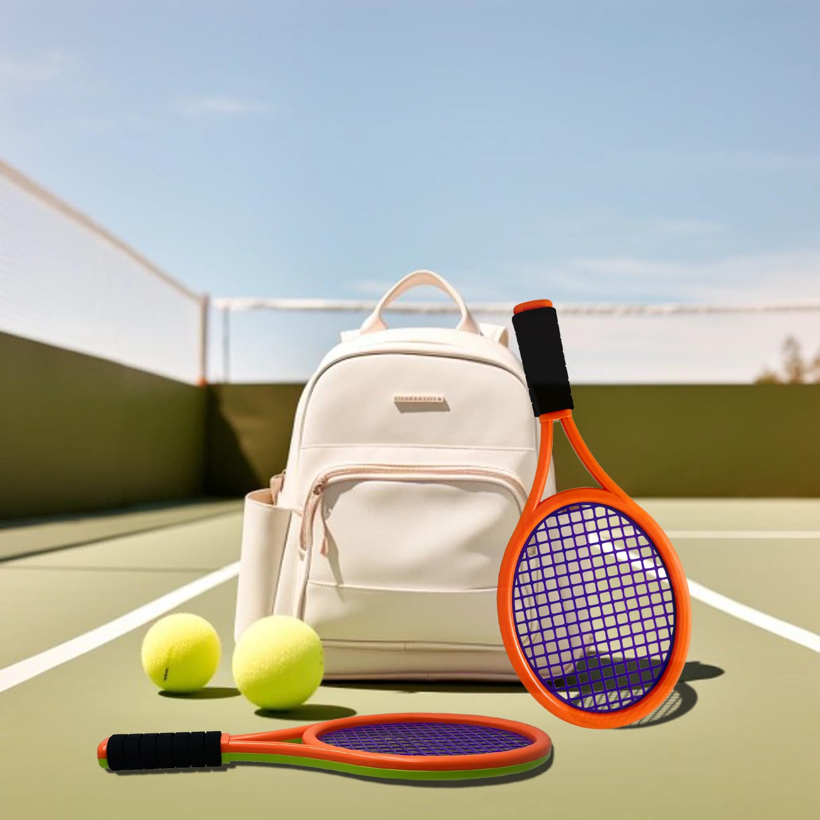 Kinder tennisschläger Set 17 Zoll,Mit 4 weichen Trainingsbällen & 6 Badminton-Federbällen – Geeignet für Kindersportarten im Innen- und Außenbereich
