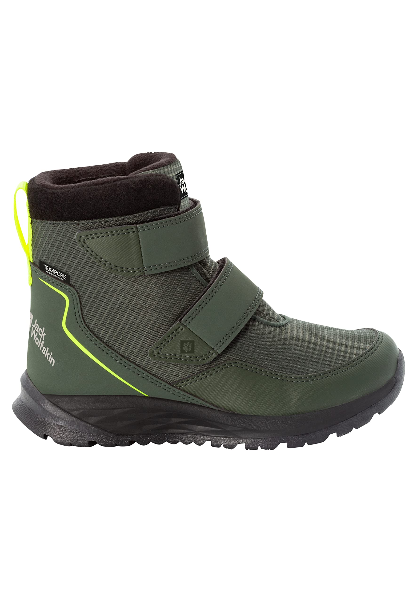 Jack Wolfskin Dzieci uniseks POLAR BEAR TEXAPORE MID VC K buty śnieżne, Zielony/Żółty, 30 EU
