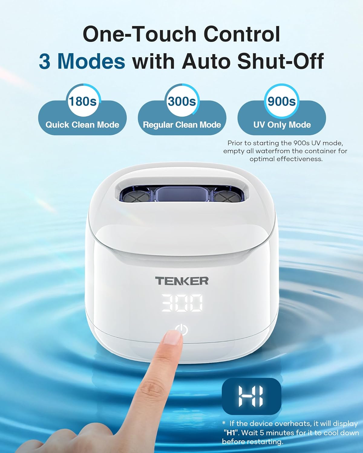 Ultrasonic Retainer Cleaner Machine, 49kHz Dental Cleaning Pod for Night Guards, Mouth Guards, Aligner, Braces, Toothbrush, Jewelry, Dentures, Ultrasonic Cleaner for Oral Dental Care, 220ML, White - Image 4